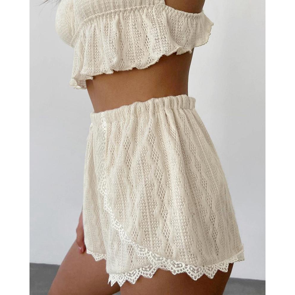 Lace Trim Ruffle Hem Cable Tex - Cami Top Lace review and price